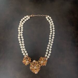 Charter Club Pearl and Gold Floral Necklace